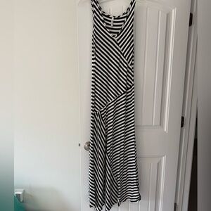 Promesa Black and White Striped Maxi Dress